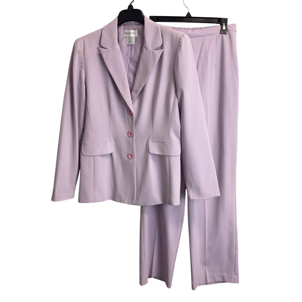 Chadwicks Lavender Purple 2 Piece Pant Suit Blazer Trousers Set Womens 10